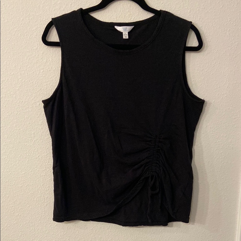 Time and Tru Black Ruched Muscle Tee